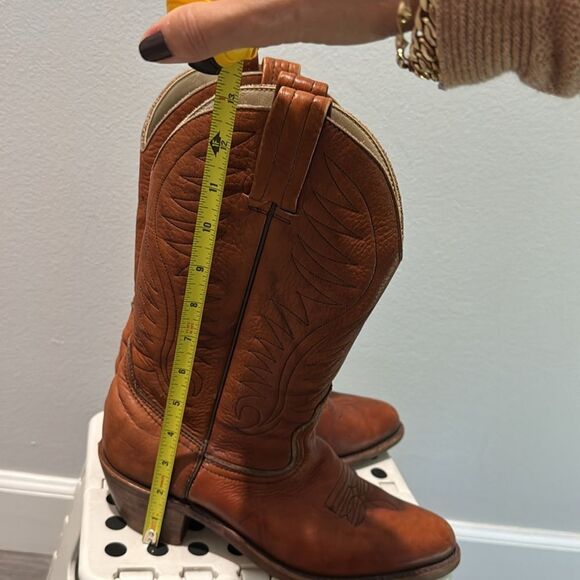 Dexter Women Boots Western Cowboy Sz 8.5 Cognac Brown Mid Calf Unisex Men 6 - Picture 8 of 11